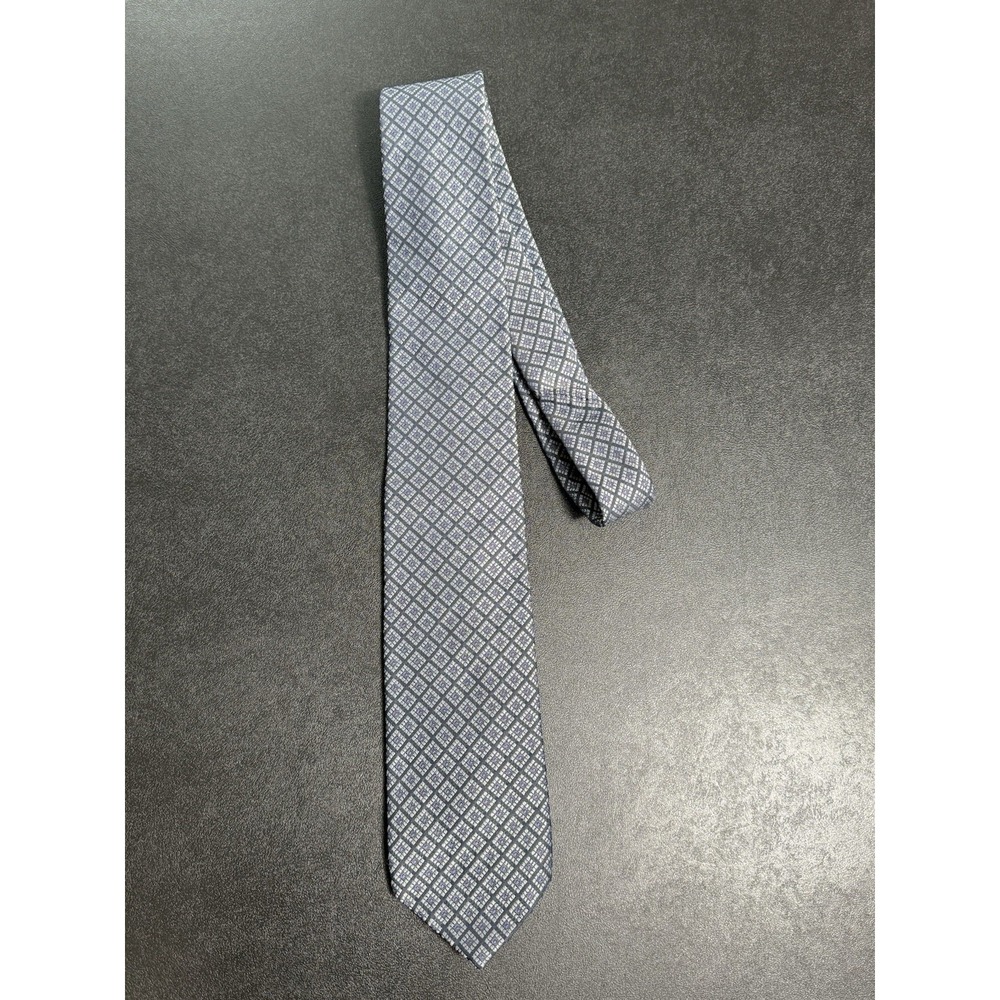 Wembley Men's 100% Silk Blended  57" Necktie Blue, Gray, Geometric‎ Vintage